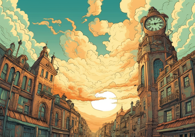 英伦城市建筑夕阳背景插画,插画/手绘图,插画/手绘图库,插画/手绘图下载,插画/手绘